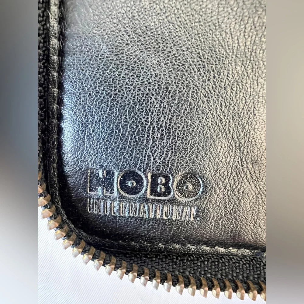 vintage HOBO Black Leather Double Zipper Card Wallet Unisex - Picture 5 of 9